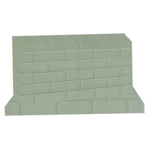 Hode 12 Stück Fliesenaufkleber Küche Grün 15x30cm, 2D Klebefliesen Bad Ziegel, Küchenrückwand Selbstklebend Steinoptik, Selbstklebende Fliesen für Badezimmer Kamin Hode 12 Stück Fliesenaufkleber Küche Grün 15x30cm, 2D Klebefliesen Bad Ziegel, Küchenrückwand Selbstklebend Steinoptik, Selbstklebende Fliesen für Badezimmer Kamin von Hode