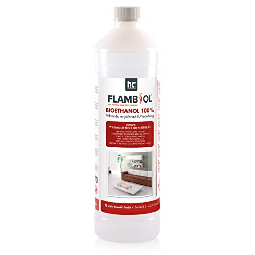 Höfer Chemie 1 L FLAMBIOL® Bioethanol 99,9% Premium für Ethanol Kamin, Ethanol Feuerstelle, Ethanol Tischfeuer und Bioethanol Kamin von Höfer Chemie