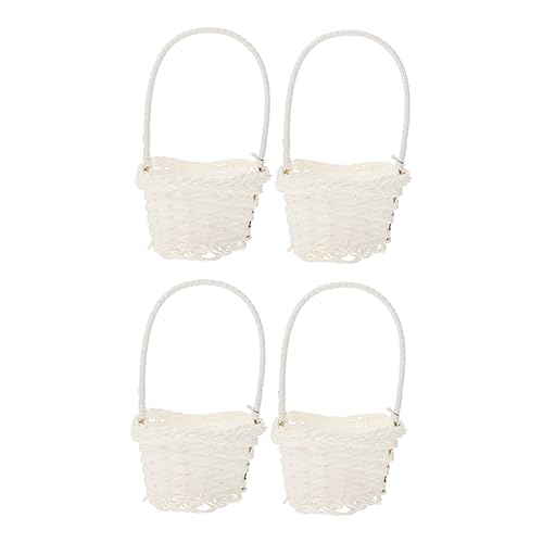 Hoement 4 Stück Geflochtener Blumenkorb Sammelkorb Blumen-perlen-korb Rattan-dekor Floraler Geschenkkorb Handgewebter Blumenhalter Korb Aus Rattan Ei Plastik Kind Verpackungsmaterial von Hoement