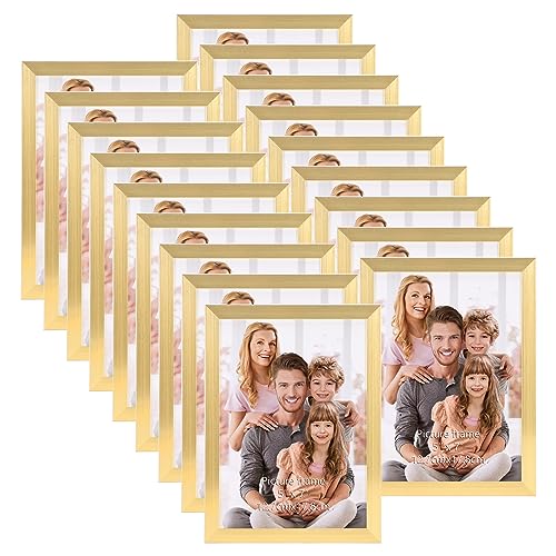 Hoikwo 18 Stück Bilderrahmen 13x18 cm, Gold Fotorahmen Collage Set für Wohnzimmer Schlafzimmer Kinderzimmer Büro Treppenhaus Flur, Wand- oder Tischaufsteller von Hoikwo