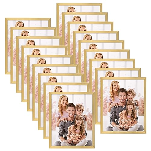 Hoikwo 18 Stück Bilderrahmen 20x25 cm, Gold Fotorahmen Collage Set für Wohnzimmer Schlafzimmer Kinderzimmer Büro Treppenhaus Flur, Wand- oder Tischaufsteller von Hoikwo