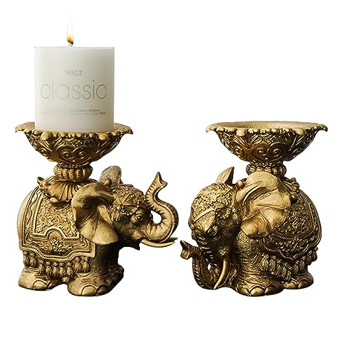 Elefant Kerzenhalter | 2 Stück Vintage Tier Kerzenständer,Dekorativer Elefanten-Kerzenständer für Hochzeit, Schlafzimmer, Party, Wohnzimmer, Arbeitszimmer, Bar-Dekor Holdes von Holdes