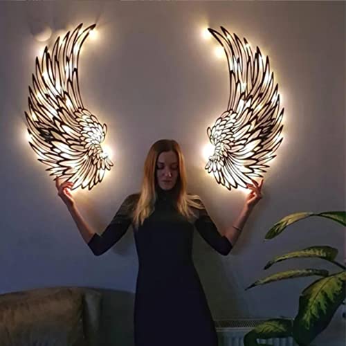 Holdes Wanddeko Engelsflügel, Engelsflügel Für Wand Mit/Ohne LED Licht, Ausgehöhlte Wand Engelsflügel Kunstskulptur, Elegante Wohnkultur Für Wohnzimmer, Schlafzimmer, Esszimmer, Akzentstück Im Garten von Holdes