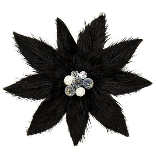 4 Stück Plüsch Weihnachten Blumen Dekor 30 cm, Groß Weihnachten deko Flauschig, Weihnachtsbaumschmuck Blume, Weihnachtsbaum Blumen Schwarz für Hochzeit Weihnachtsbaum Neujahr Ornamente Girlande von Hollyone