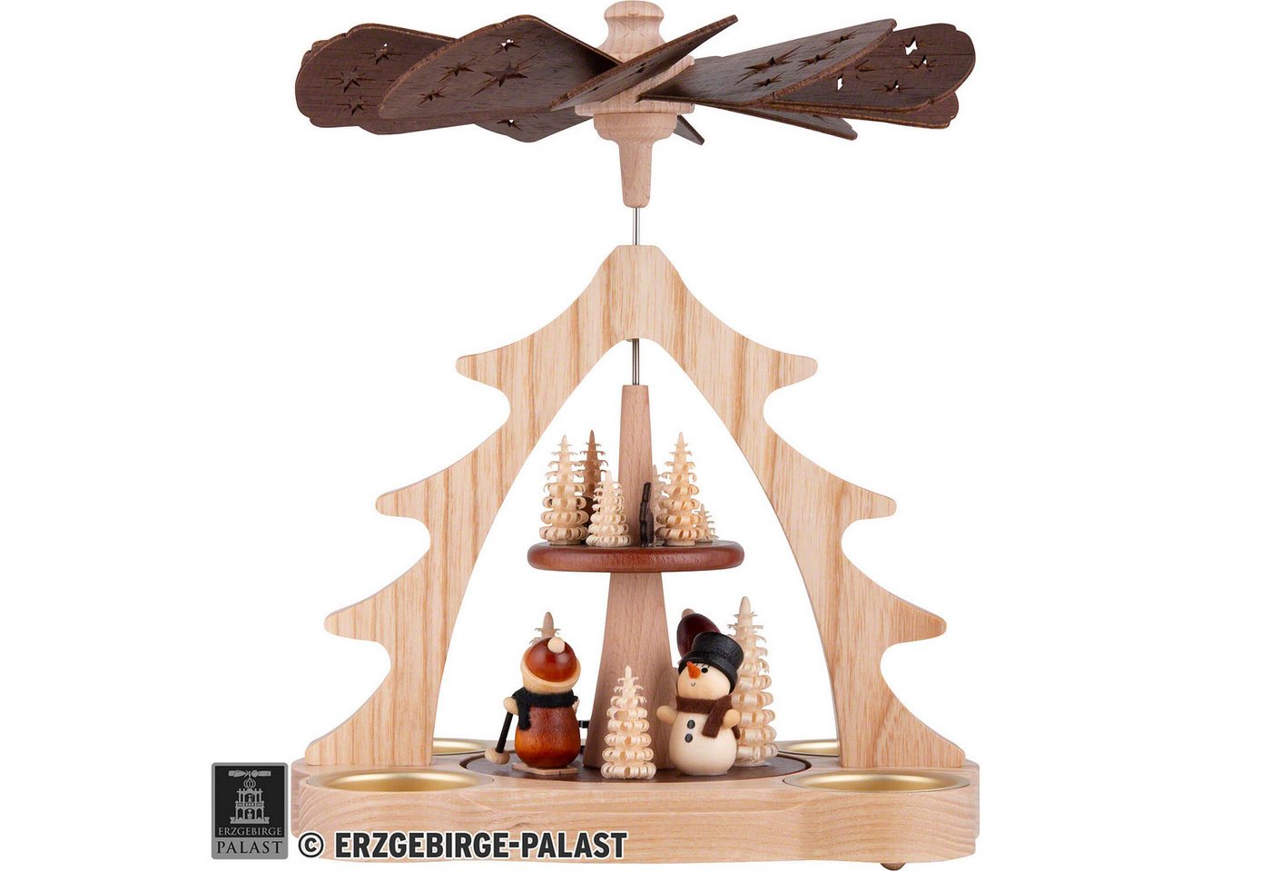 Holz- und Drechslerwaren Legler Weihnachtspyramide 2-stöckige Pyramide Weihnachtsmann und Schneemann (22cm) von HoDreWa L von Holz- und Drechslerwaren Legler