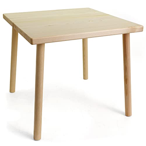 HolzFee Kindertisch Beistelltisch Massiver Tisch Platte 3 cm stark Holz Auswahl (Kiefer lackiert) von HolzFee