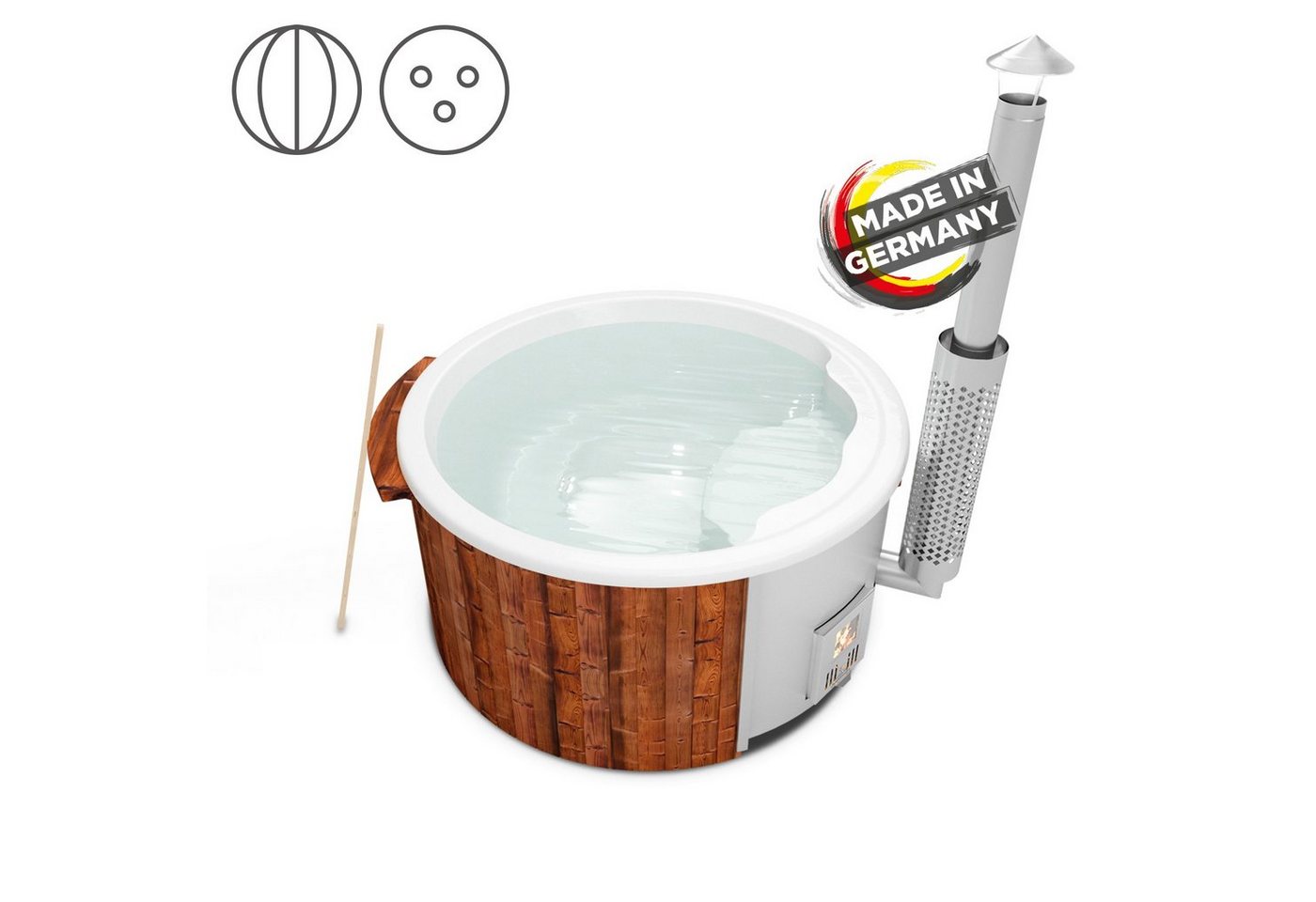 Holzklusiv Whirlpool-Badewanne Hot Tub Saphir Basic Deluxe von Holzklusiv