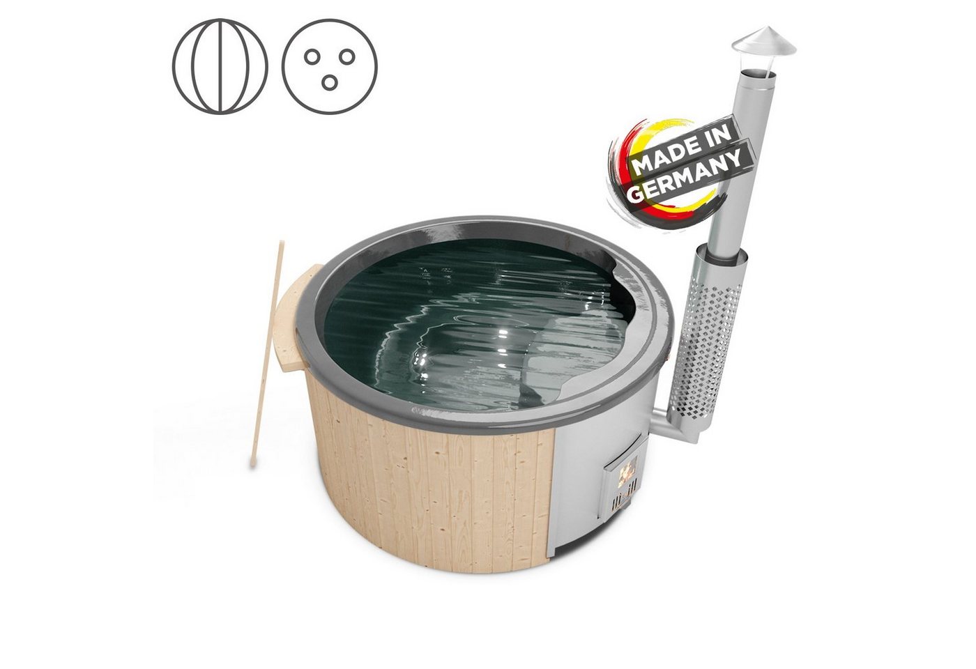 Holzklusiv Whirlpool-Badewanne Hot Tub Saphir Basic Deluxe von Holzklusiv