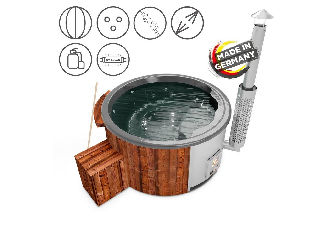 Holzklusiv Whirlpool-Badewanne Hot Tub Saphir Spa Deluxe CleanUV von Holzklusiv