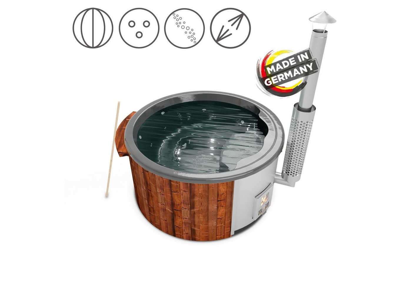 Holzklusiv Whirlpool-Badewanne Hot Tub Saphir Spa Deluxe von Holzklusiv