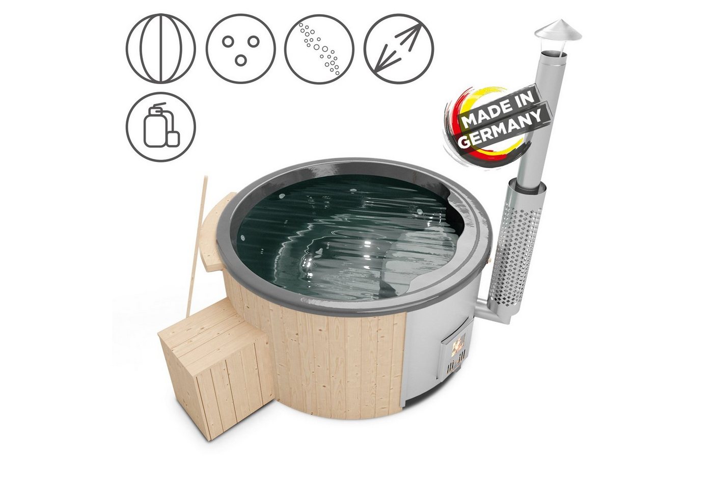 Holzklusiv Whirlpool-Badewanne Hot Tub Spa Deluxe Clean von Holzklusiv