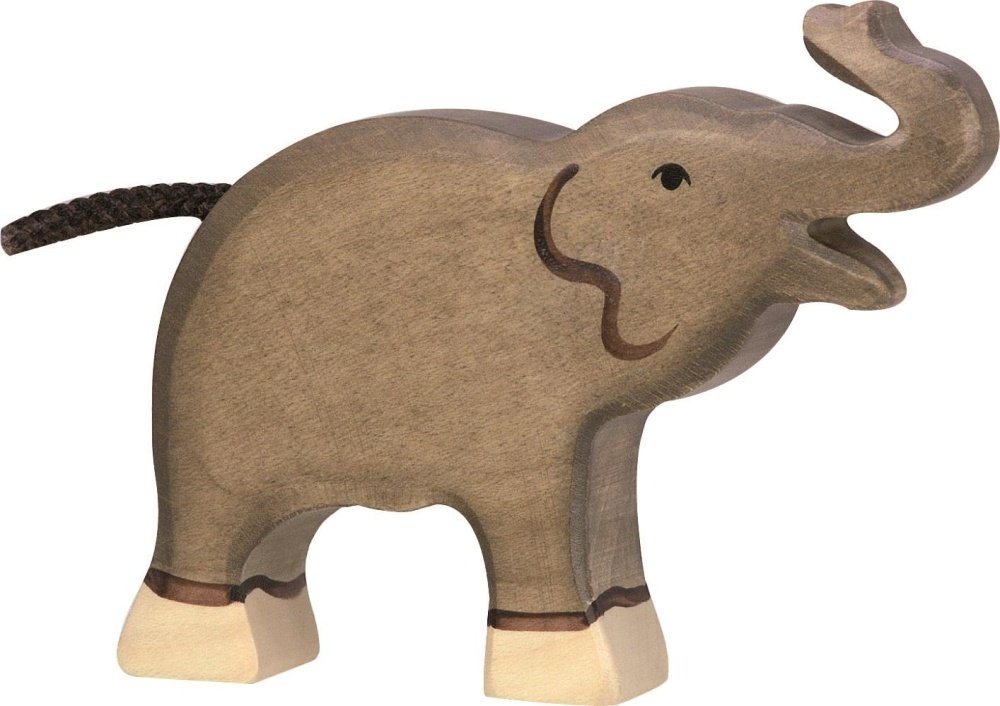 Holztiger Tierfigur HOLZTIGER Elefant aus Holz - klein, Rüssel hoch von Holztiger