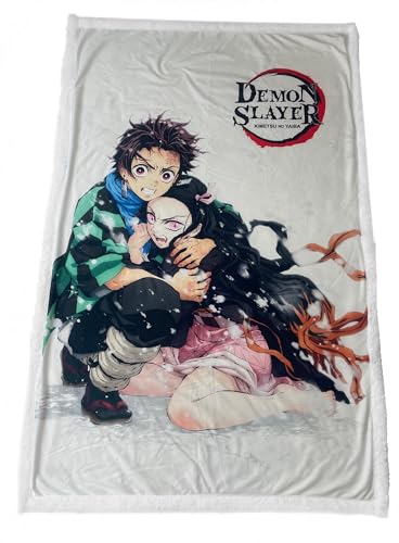 Hômadict Plaid Sherpa 100X150 cm Demon Slayer TANJIRO & NEZUKO Snow von Hômadict