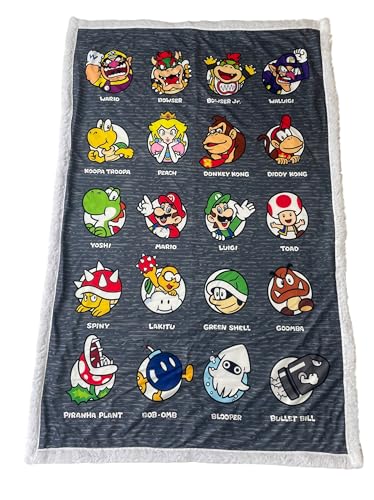 Hômadict Plaid Sherpa 100X150 cm SUPER Mario Characters von Hômadict