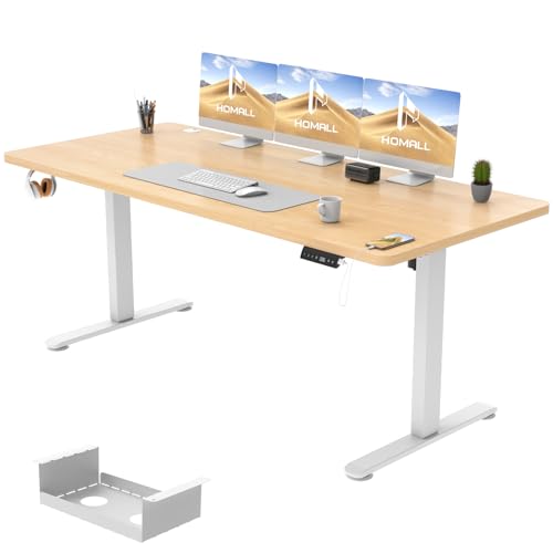 Homall Höhenverstellbarer Schreibtisch 180x80 cm, Schreibtisch Höhenverstellbar, Elektrischer Schreibtisch mit Vierteilige Tischplatte, Computertisch mit Memory Funktion,Standing Desk von Homall