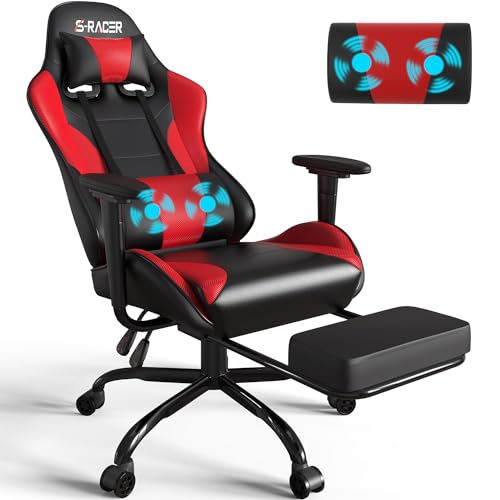 Homall Gaming Stuhl mit Massage Lendenkissen von Homall