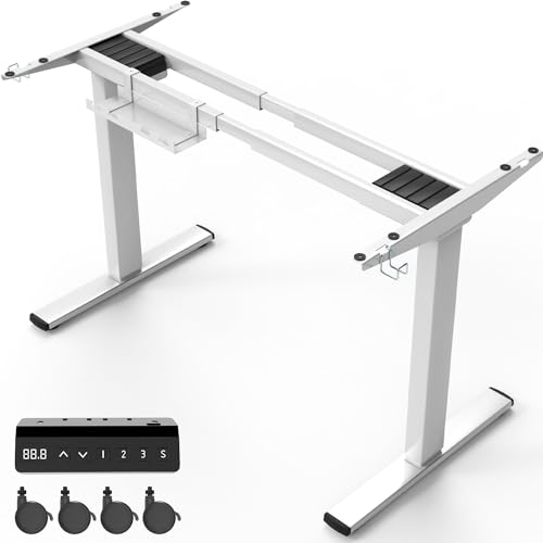 Homall Höhenverstellbarer Schreibtisch Gestell mit 2 Motoren, Elektrisch Schreibtisch Belastbar bis 120KG, Tischgestell Höhenverstellbar, Schreibtischgestell Höhenverstellbar (Weiß) von Homall