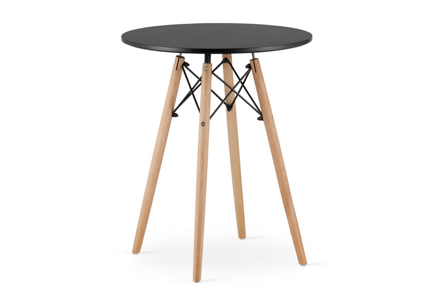 Home Collective Esstisch Esszimmertisch rund Holztisch Küche Wohnzimmer 18 mm Dicke Holz Modern, mit Ø von 60 cm, 60x60x72 cm, schwarz mit natur Beinen aus Buchenholz von Home Collective