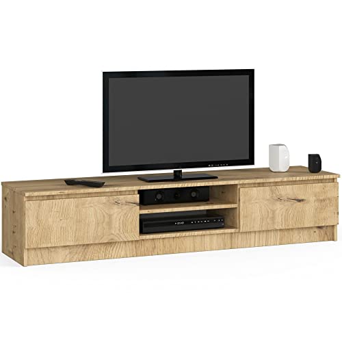 Home Collective Fernsehschrank 160cm breit mit Zwei Türen und Zwei offenen Regalen, moderner TV-Schrank, Lowboard, Wohnzimmer Schlafzimmer in Artisan Eiche von Home Collective