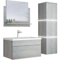 Home Deluxe - Badmöbel-Set - wangerooge Grau - Large - inkl. Waschbecken und komplettem Zubehör - Breite Waschbecken: 60 cm i Badezimmermöbel von Home Deluxe