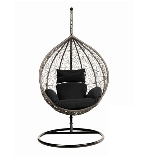 HOME DELUXE - Hängesessel Cielo - Schwarz, Höhe 200 cm - inkl. Gestell, Sitz- und Rückenkissen I Polyrattan Hängestuhl Gartenschaukel Hängekorb HOME DELUXE - Hängesessel Cielo - Schwarz, Höhe 200 cm - inkl. Gestell, Sitz- und Rückenkissen I Polyrattan Hängestuhl Gartenschaukel Hängekorb von Home Deluxe