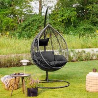 HOME DELUXE Polyrattan Hängesessel CIELO - Schwarz mit Regenabdeckung von Home Deluxe