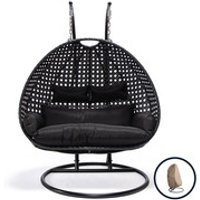 HOME DELUXE Polyrattan Hängesessel TWIN - Schwarz mit Regenabdeckung von Home Deluxe