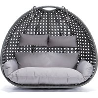 HOME DELUXE Polyrattan Hängesessel TWIN grau - Korb + Kissen von Home Deluxe