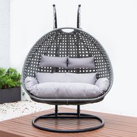 HOME DELUXE Polyrattan Hängesessel TWIN grau - inkl. Regenabdeckung von Home Deluxe