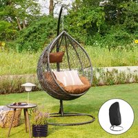 Home Deluxe - Hängesessel Cielo - Grau, Höhe 200 cm - inkl. Regenabdeckung, Gestell, Sitz- und Rückenkissen i Polyrattan Hängestuhl Gartenschaukel von Home Deluxe