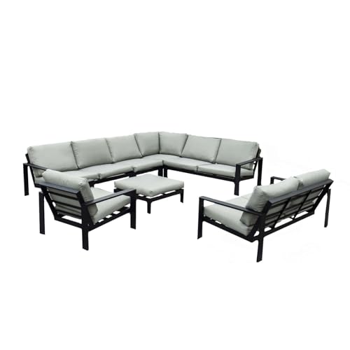 Home Deluxe - Gartenmöbel Set - Rio - Schwarz, Größe: XXL - bestehend aus 1x Hocker, 1x Sessel 1x Sofa, 1x Sofa L-Form - inkl. Kissen I Gartensitzgruppe Gartenlounge Balkonmöbel Home Deluxe - Gartenmöbel Set - Rio - Schwarz, Größe: XXL - bestehend aus 1x Hocker, 1x Sessel 1x Sofa, 1x Sofa L-Form - inkl. Kissen I Gartensitzgruppe Gartenlounge Balkonmöbel von Home Deluxe