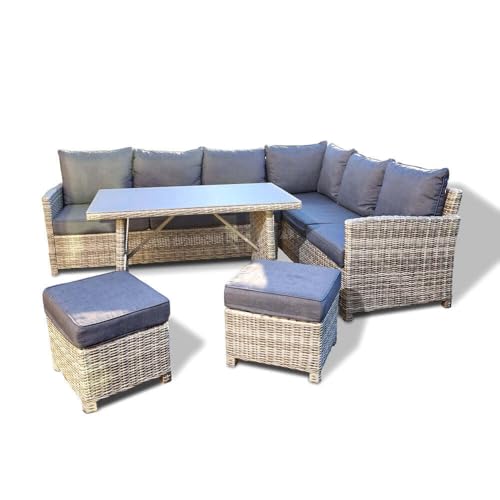 Home Deluxe - Polyrattan Sitzgruppe Bahia- inkl. Hocker, Tisch mit Glasplatte und Sitzpolster I Loungemöbel, Outdoor Sofa, Garten- & Balkonmöbel Home Deluxe - Polyrattan Sitzgruppe Bahia- inkl. Hocker, Tisch mit Glasplatte und Sitzpolster I Loungemöbel, Outdoor Sofa, Garten- & Balkonmöbel von Home Deluxe