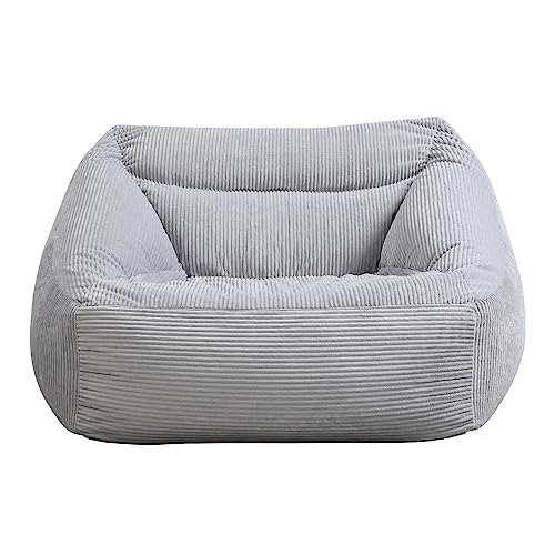 Home Deluxe - Sitzsack Cozy - Stoff: Samt Cord, Farbe: Hellgrau - Maße: 100 x 88 x 80 cm, inkl. Füllung I Sitzmöbel Bean Bag Sitzsäcke von Home Deluxe