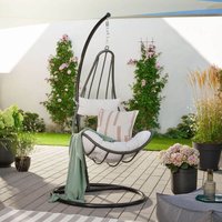 Hängesessel cama - Grau, Höhe 200 cm - inkl. Gestell, Sitz- und Rückenkissen i Polyrattan Hängestuhl Gartenschaukel Hängekorb - Home Deluxe von Home Deluxe