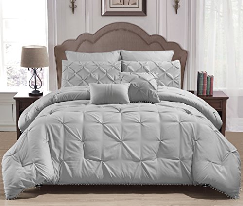 Home Maison Esmalinda Pintucked Comforter Set, King, Grey von Home Maison