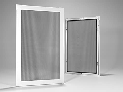 Home-Vision® Insektenschutz Fliegengitter Fenster Alu Rahmen Mückengitter Fliegenschutz in Weiß, Braun oder Dunkelblau als Selbstbausatz (Weiß, B120cm x H140cm) von Home-Vision