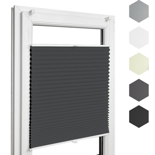 Home-Vision® Premium Doppelplissee Wabenplissee ohne Bohren mit Klemmträger / -fix (Weiß-Schwarz, B40cm x H120cm) Zweifarbig Blickdicht Sonnenschutz Jalousie für Fenster & Tür von Home-Vision