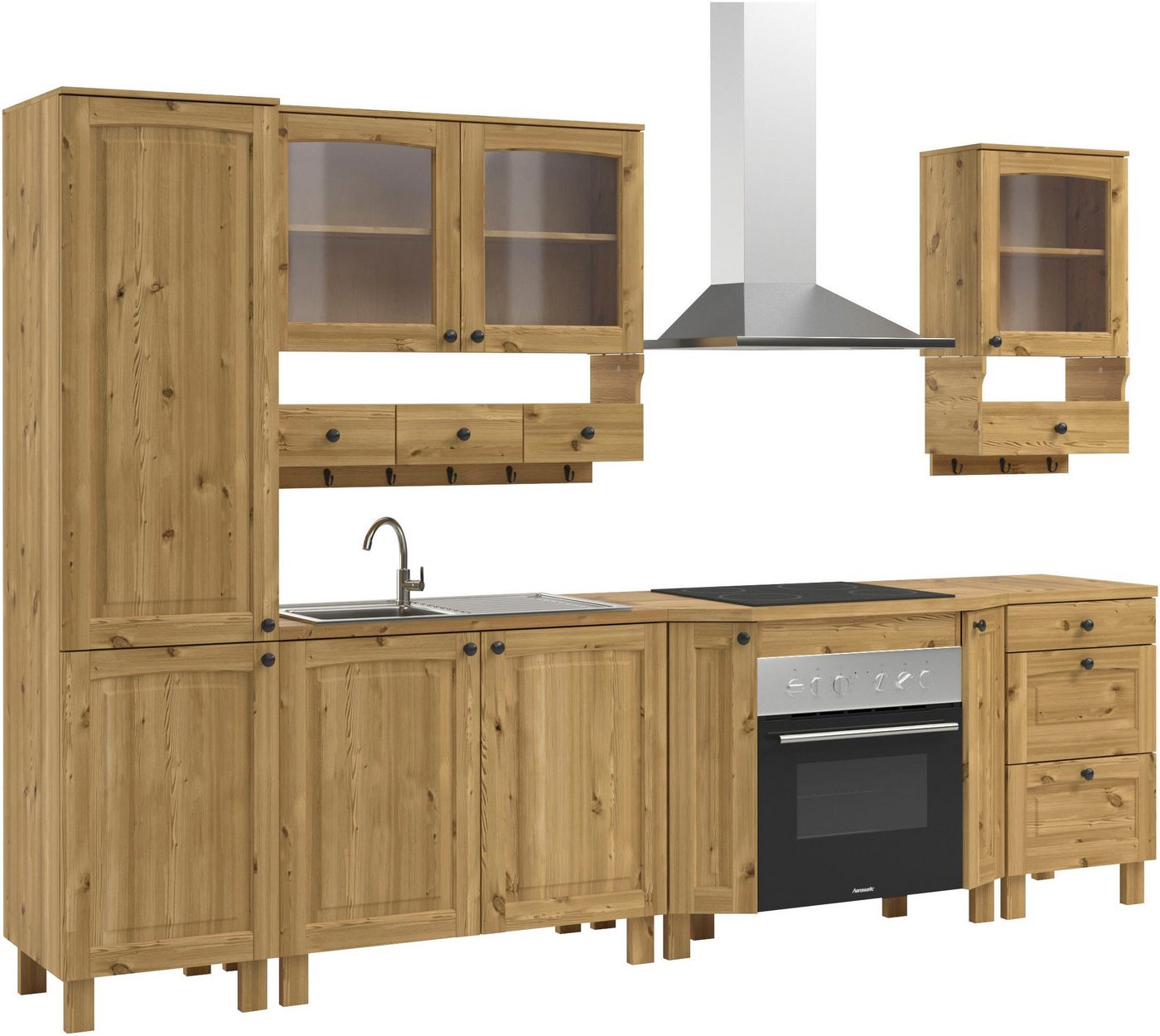 KOCHSTATION Küchenzeile KS-Osby, Kiefer massiv, Breite 296 cm, ohne E-Geräte von KOCHSTATION
