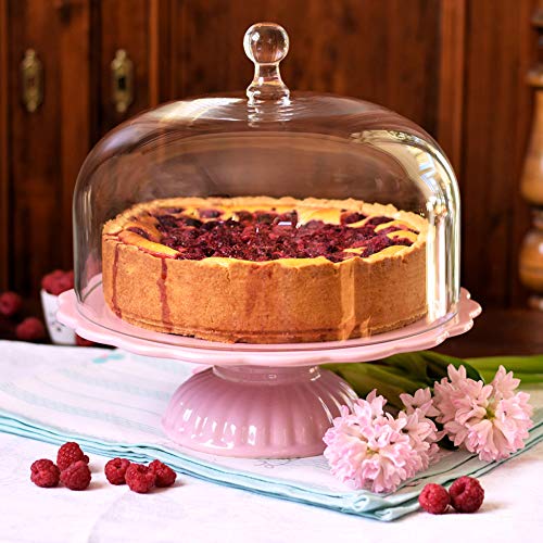 Romantisch: Ib Laursen Tortenplatte Mynte in English Rose mit Glashaube, Ø 29 cm von Home of Cake