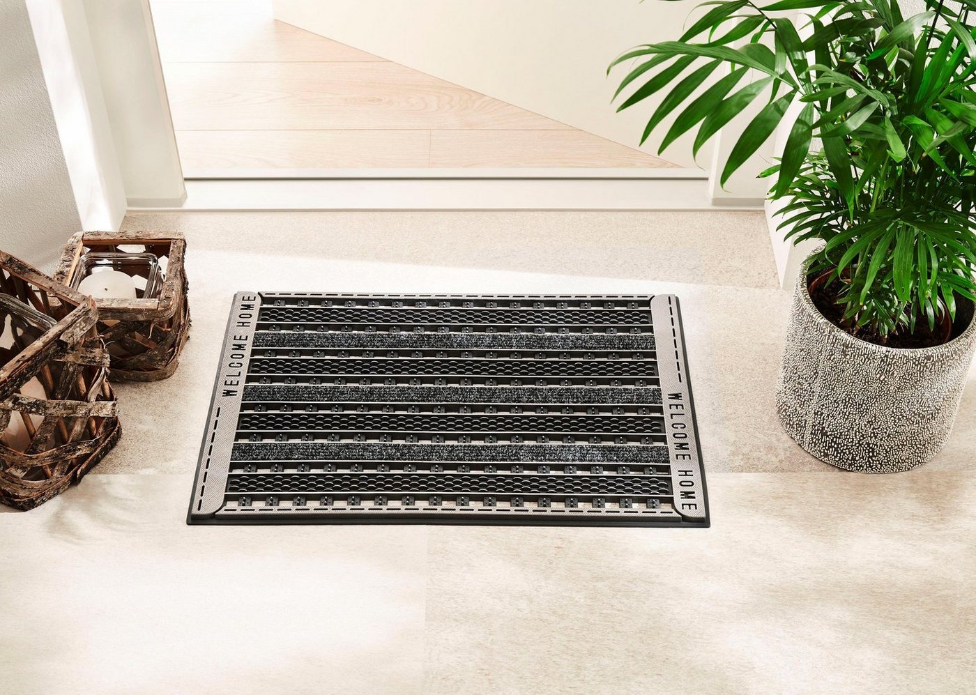 Fußmatte GC Clean Griddie, Home2Fashion, rechteckig, Höhe: 8 mm, Schmutzfangmatte, mit Spruch, robust, In- und Outdoor geeignet von Home2Fashion