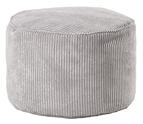 Home4You Sitzpouf - Hellgrau - Cordbezug - EPS-Styropor-Kügelchen - Ø 55 cm von Home4You