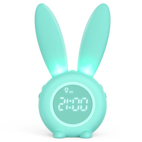 Homealexa Kinder Lichtwecker Cute Rabbit Kinderwecker Creative Nachttischlampe Snooze-Funktion, zeitgesteuertes Nachtlicht, Kindertagesgeschenk für Kinder, Mädchen von Homealexa