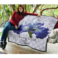 Februar Geburtsblume Quilt, Überwürfe Und Decken, Geburtstagsgeschenk, Personalisiertes Geschenk Für Sie, Floral, Geburtsblumen, Iris, Bett Bade von HomeandAutoShop