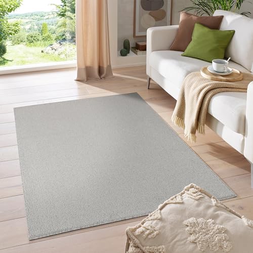 HomebyHome Teppich Wohnzimmer 140x200 cm Natur Einfarbig Design - Schlafzimmer Teppich Kurzflor Extra Weich Pflegeleicht Gabbeh Optik Teppiche für Küche Esszimmer Jugendzimmer Kinderzimmer von HomebyHome