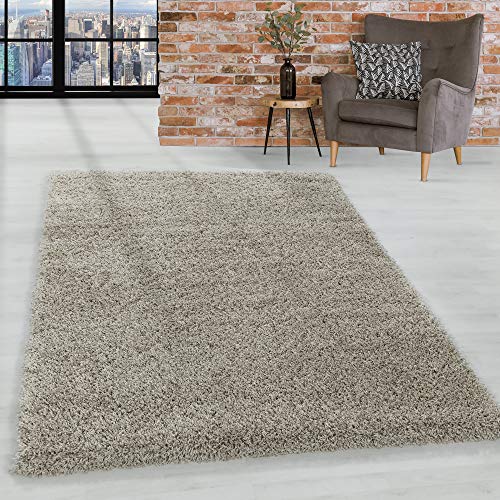 HomebyHome Shaggy Teppich Wohnzimmer Flauschiger Teppich 160x230 cm Natur Einfarbig - Hochflor Teppich Schlafzimmer Pflegeleicht und Schmutzabweisend Modern Langflor Teppich Weich Plüsch Carpet Halı von HomebyHome