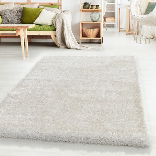 HomebyHome Teppich Wohnzimmer Hochflor Shaggy Natur 80x250 cm 50 mm Florhöhe - Teppich Schlafzimmer Langflor Einfarbig Design Moderne und Extra Weich - Teppich Flauschig Läufer Flur Rechteckig von HomebyHome