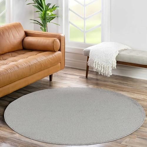 HomebyHome Teppich Wohnzimmer 160 cm Rund Natur Einfarbig Design - Schlafzimmer Teppich Kurzflor Extra Weich Pflegeleicht Gabbeh Optik Teppiche für Küche Esszimmer Jugendzimmer Kinderzimmer von HomebyHome