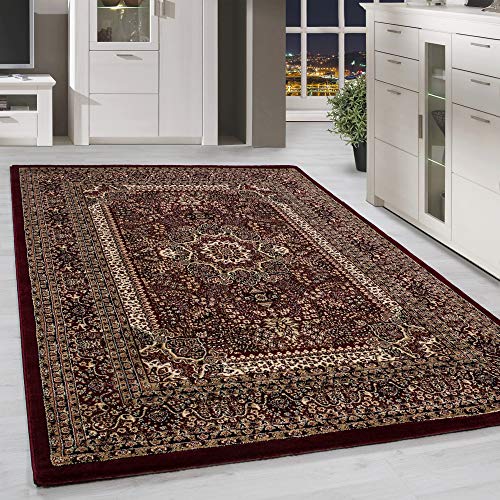 HomebyHome Teppich Wohnzimmer 300x400 cm Roter Teppich Vintage Look Orient Ornament Bordüre Design Extra Weich und Gross Teppich Schlafzimmer Esszimmer - Teppich Orientalisch Muster - Rug Halı von HomebyHome