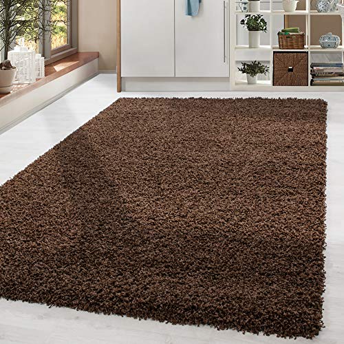 Homebyhome Shaggy Teppich Wohnzimmer Flauschiger Teppich 80 x 150 cm Läufer Flur Braun Einfarbig - Hochflor Teppich Schlafzimmer Pflegeleicht Schmutzabweisend Modern Langflor Teppich Weich Plüsch Halı von HomebyHome