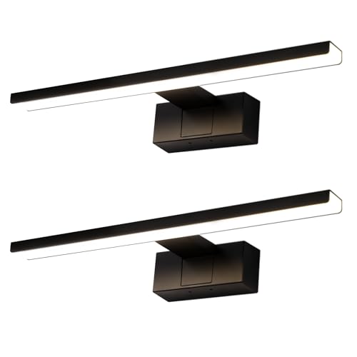 Homefire 2ER LED Spiegelleuchte Bad - 60CM Spiegellampe Schwarz Badezimmer Badlampe Wand Wasserdicht IP44 Wandlampe Modern Neutralweiß 4000K Weiß Wandleuchte für Keller Küche Badschrank von Homefire